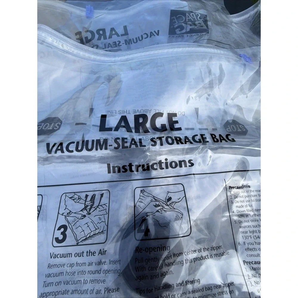 2 Large Space Bag Storage Bags Vac Airtight Reusable Waterproof 21.5X33.5